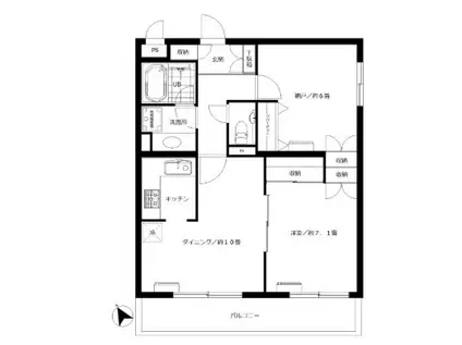 ローズガーデン池尻(2DK/1階)の間取り写真