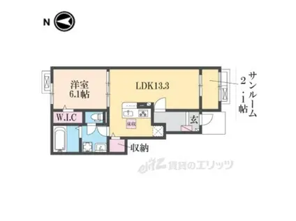 セレノ生駒Ⅱ(1LDK/1階)の間取り写真