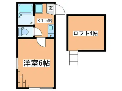 エスケーハイツ淵野辺(1K/2階)の間取り写真