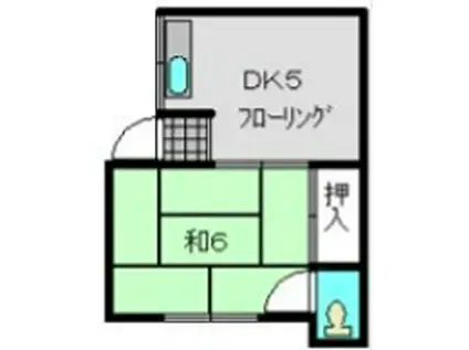 萩原荘(1DK/2階)の間取り写真