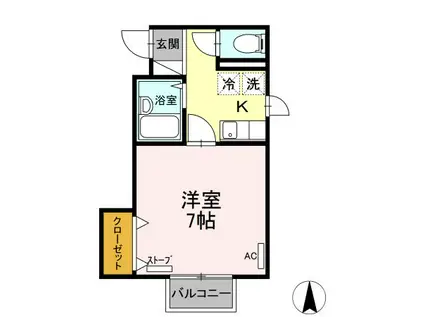 メイユールフジ(1K/1階)の間取り写真