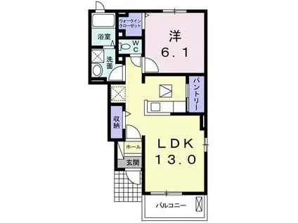 イルミネイト ソル C(1LDK/1階)の間取り写真