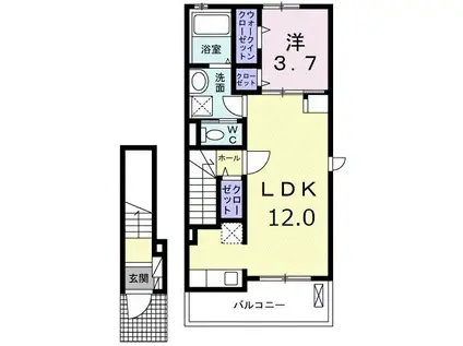 ブルジョン(1LDK/2階)の間取り写真