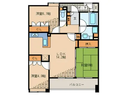 グランドメゾン平尾(3LDK/12階)の間取り写真