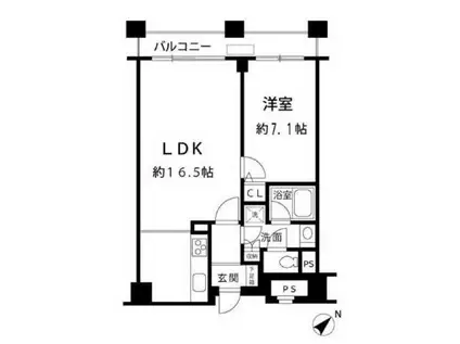 ルシマン月島(1LDK/9階)の間取り写真