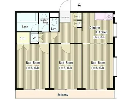 ロイヤルハウスK-TWO(3DK/2階)の間取り写真