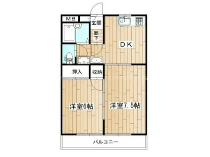 昭和コーポ前橋(2DK/3階)の間取り写真