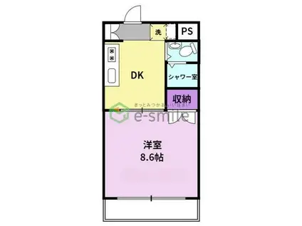 コーポ加月A棟(1DK/3階)の間取り写真