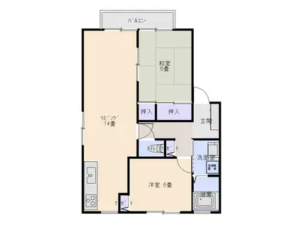 ディアスみかげ(2LDK/1階)の間取り写真