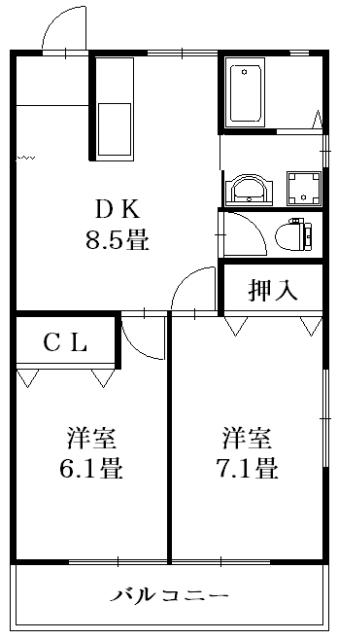 七福マンション(2DK/3階)の間取り写真