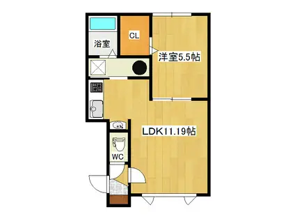 COLLINA LUCE(1LDK/1階)の間取り写真