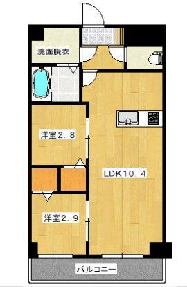 鹿児島市電谷山線 新屋敷駅 徒歩7分 8階建 築8年(2LDK/3階)の間取り写真