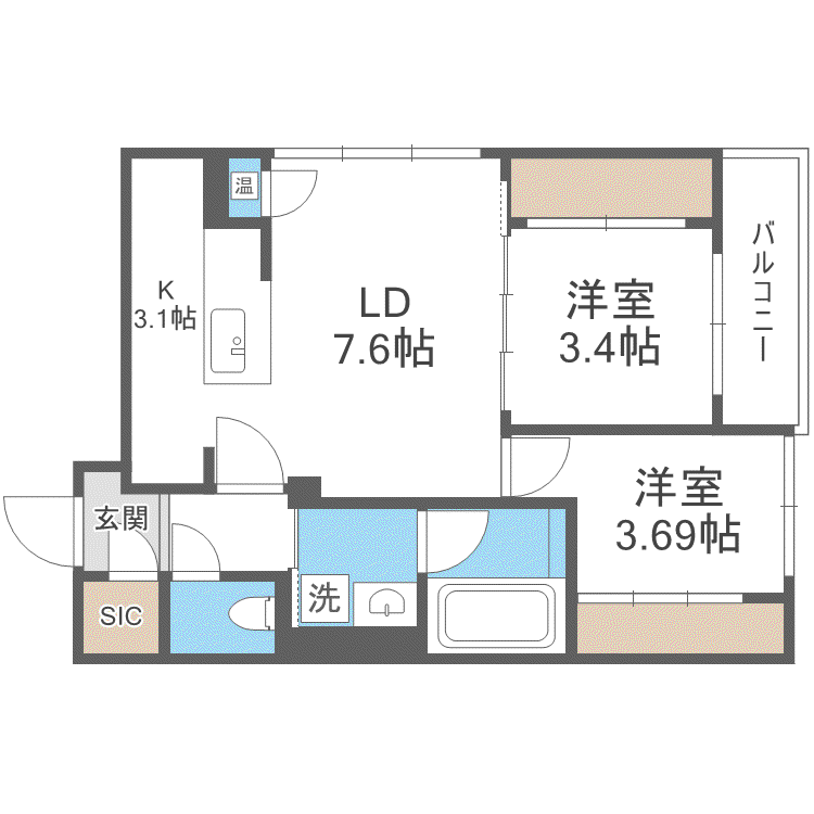 LIVECASA豊平(2LDK/5階)の間取り写真