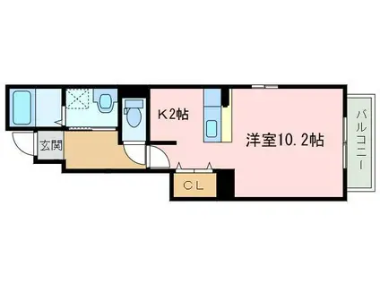 インフィニティ・テル(1K/1階)の間取り写真