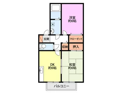 アメニティハウス(2DK/2階)の間取り写真