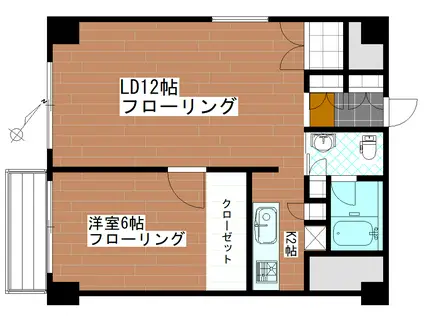 東急田園都市線 桜新町駅 徒歩5分 3階建 築36年(1LDK/1階)の間取り写真