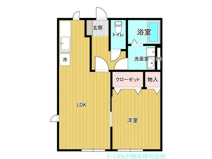 フラットスクエア(1LDK/2階)の間取り写真