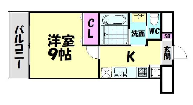 FELIZ高石(1K/1階)の間取り写真