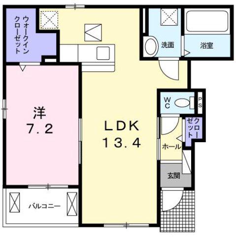 ブライト・ユーII(1LDK/1階)の間取り写真