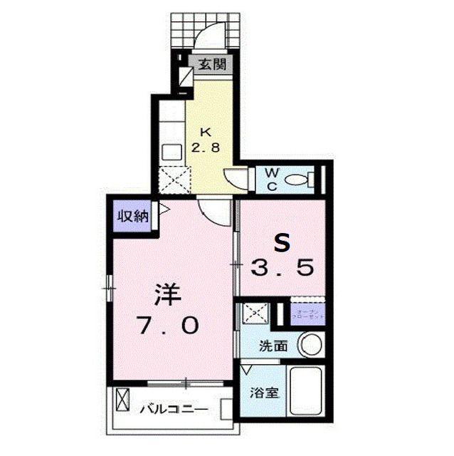 グリーチネ ローザ(1SK/1階)の間取り写真