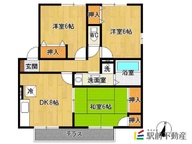 エスポワールA(3DK/1階)の間取り写真