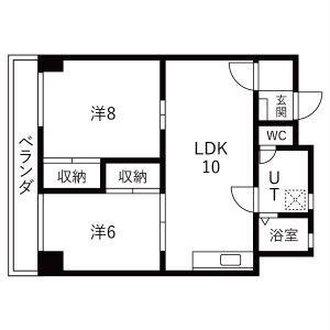 マンション島原(2LDK/1階)の間取り写真