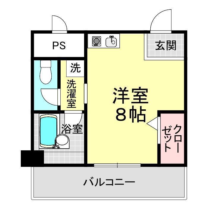 グレイスハイツ今浦(ワンルーム/4階)の間取り写真
