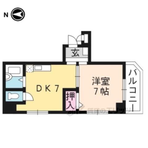 ラフィーネ四条堀川(1DK/3階)の間取り写真