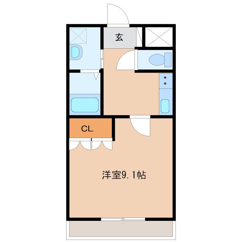 ハイム行村(1K/2階)の間取り写真