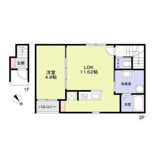 スールソレイユうずら野(1LDK/2階)の間取り写真