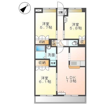 ボンヌールラパン(3LDK/2階)の間取り写真