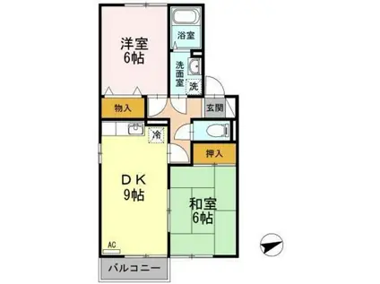 アビタシオン(2DK/1階)の間取り写真