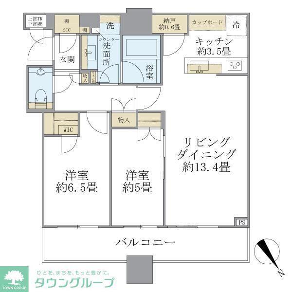 BRILLIA TOWERS目黒サウスレジデンス(2LDK/19階)の間取り写真