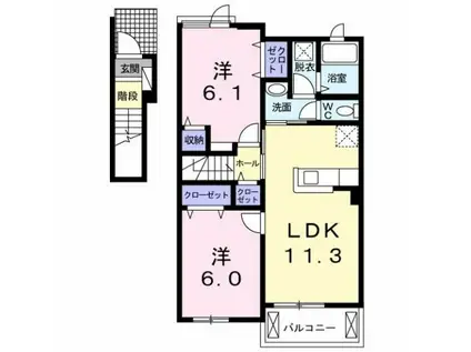 ルミエール住吉(2LDK/2階)の間取り写真