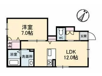ローブ デスポワール(1LDK/1階)の間取り写真