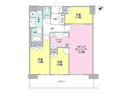 ザ・パークハウス中之島タワー(3LDK/37階)の間取り写真