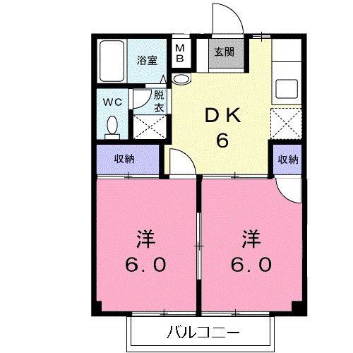 セピアコートSATO(2DK/2階)の間取り写真