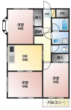 ONESHOME(3DK/3階)の間取り写真