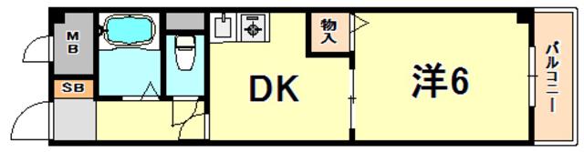 ヴィラ平野(1DK/3階)の間取り写真