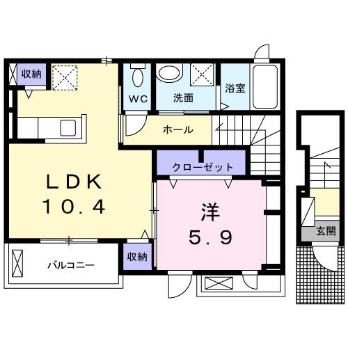 パークフェリス M(1LDK/2階)の間取り写真