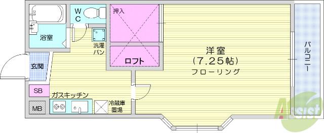 花壇ハイツ(1K/1階)の間取り写真
