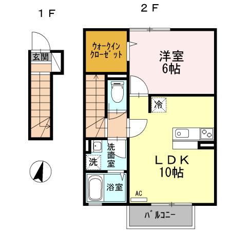 プレジール田無(1LDK/2階)の間取り写真