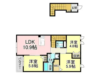 グッドマークレジデンスI(3LDK/2階)の間取り写真