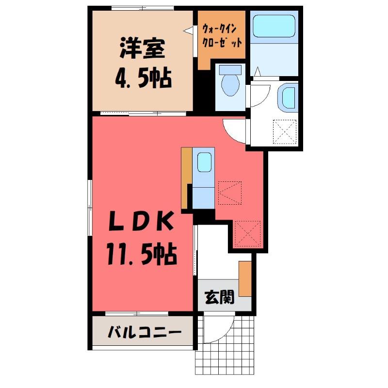 グリーンパーク セレノ(1LDK/1階)の間取り写真