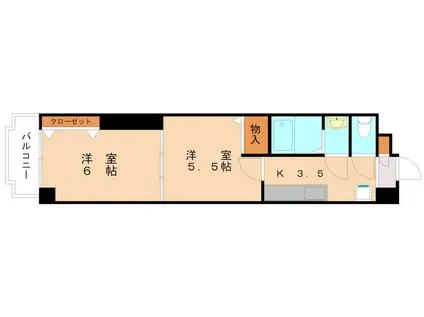 中津口センタービル(2K/7階)の間取り写真