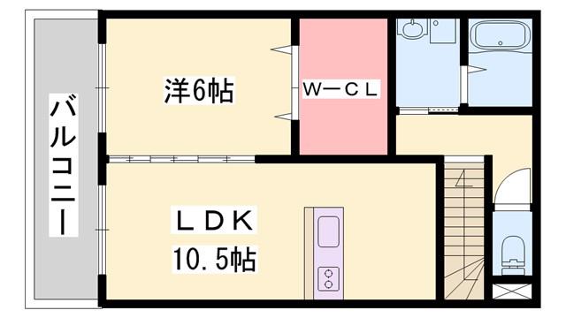 クレール カーサ(1LDK/2階)の間取り写真