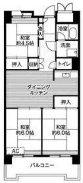 ビレッジハウス品川八潮タワー 1号棟(3DK/2階)の間取り写真