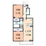 アジュールU(2LDK/1階)の間取り写真