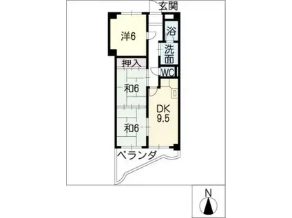 サンロック(3DK/6階)の間取り写真