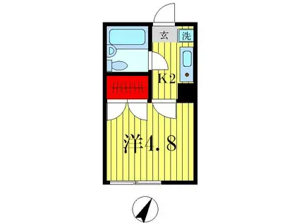 パトリエ竹ノ塚パートIV(1K/1階)の間取り写真